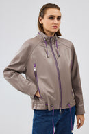 Terry Women's Grey Oversize Leather Jacket | Derimod