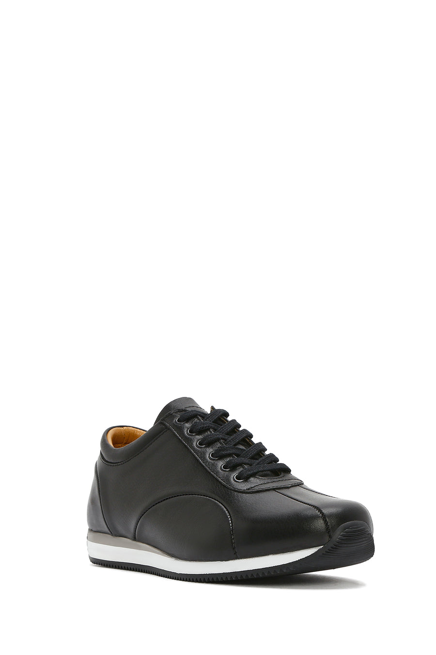 Men's Black Lace-Up Leather Casual Sneaker