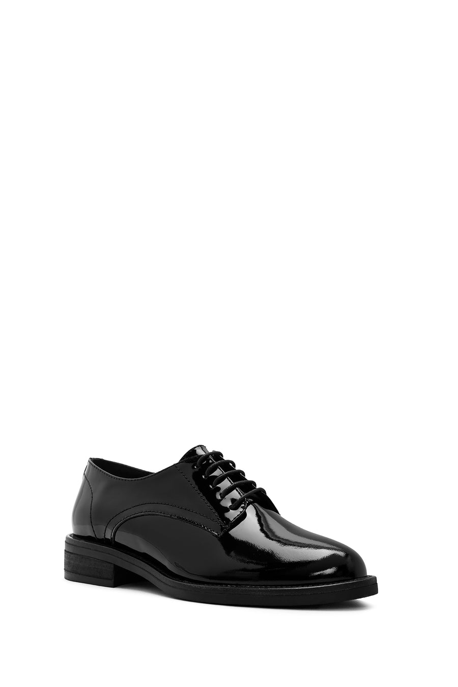 Women's Black Lace-Up Patent Leather Masculine Shoes