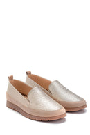 Women's Leather Glitter Detailed Loafer | Derimod