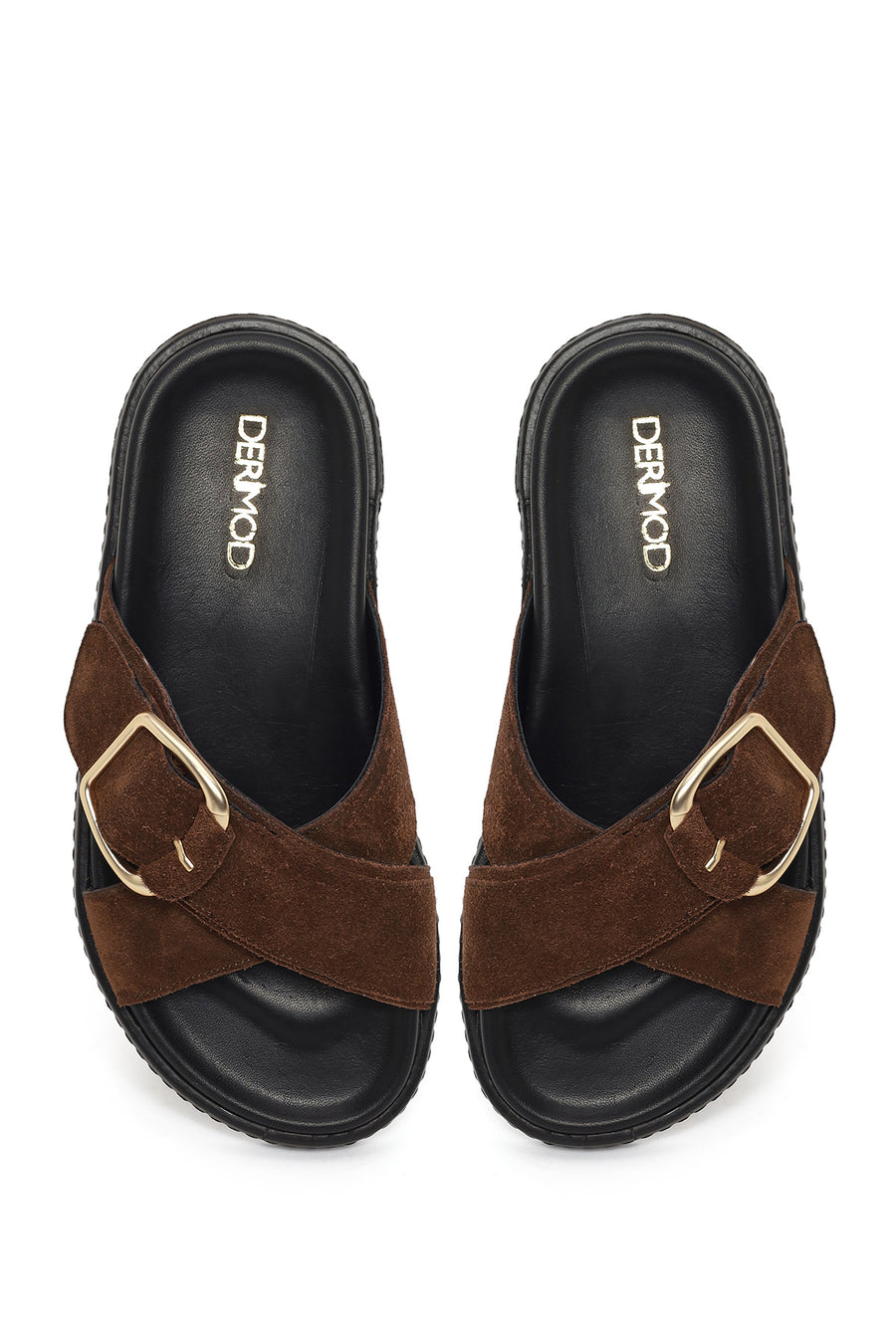 Woman Brown Suede Leather Slippers