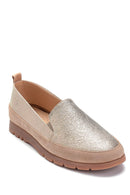 Women's Leather Glitter Detailed Loafer | Derimod