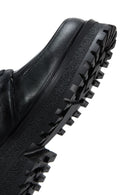 Women's Black Leather Zippered Flat Boots | Derimod