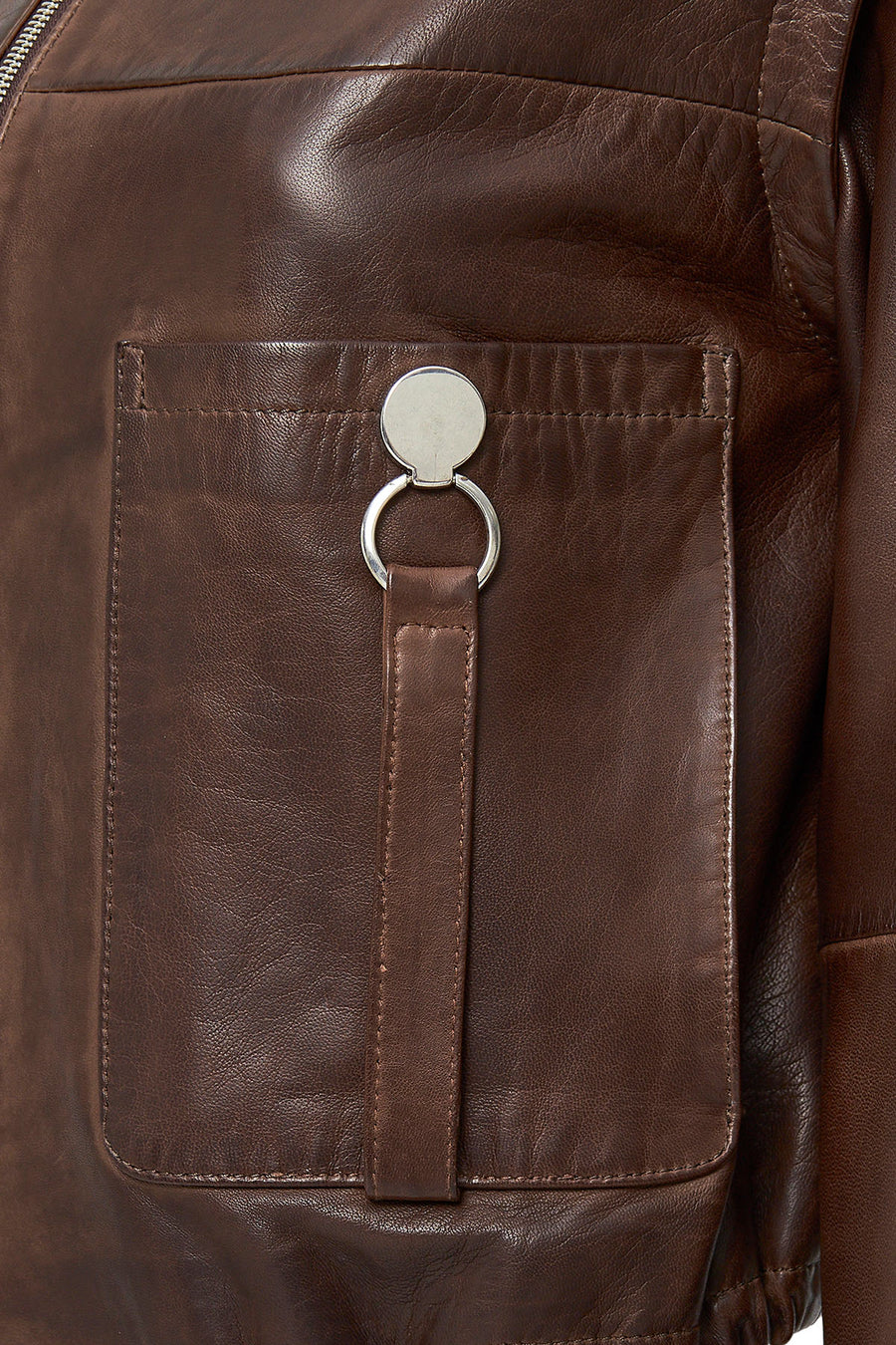 Edwina Women's Brown Leather Jacket with Removable Sleeves