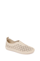 Woman Cream Patterned Leather Comfort Shoes | Derimod