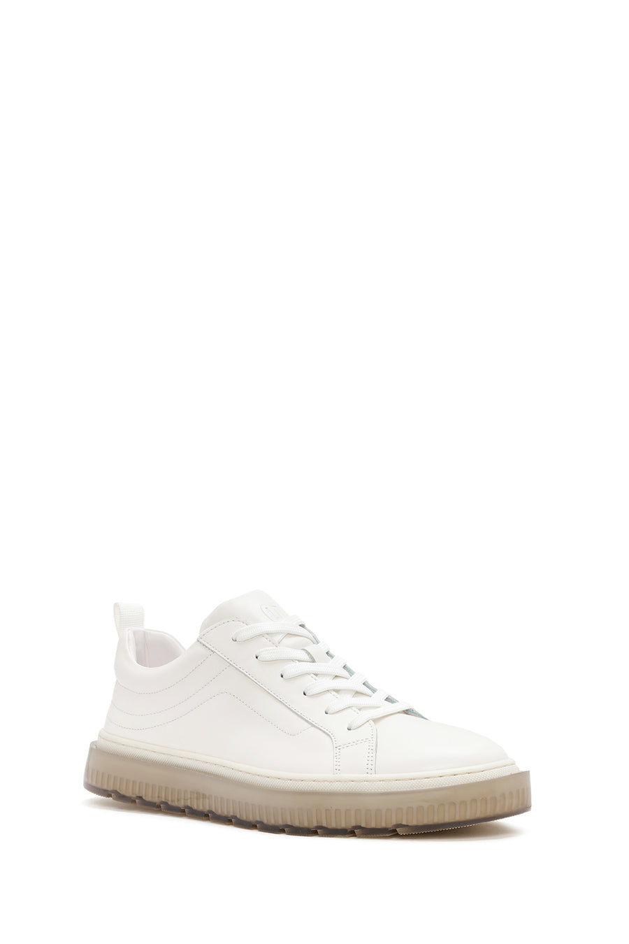 Erkek Beyaz Bağcıklı Deri Sneaker