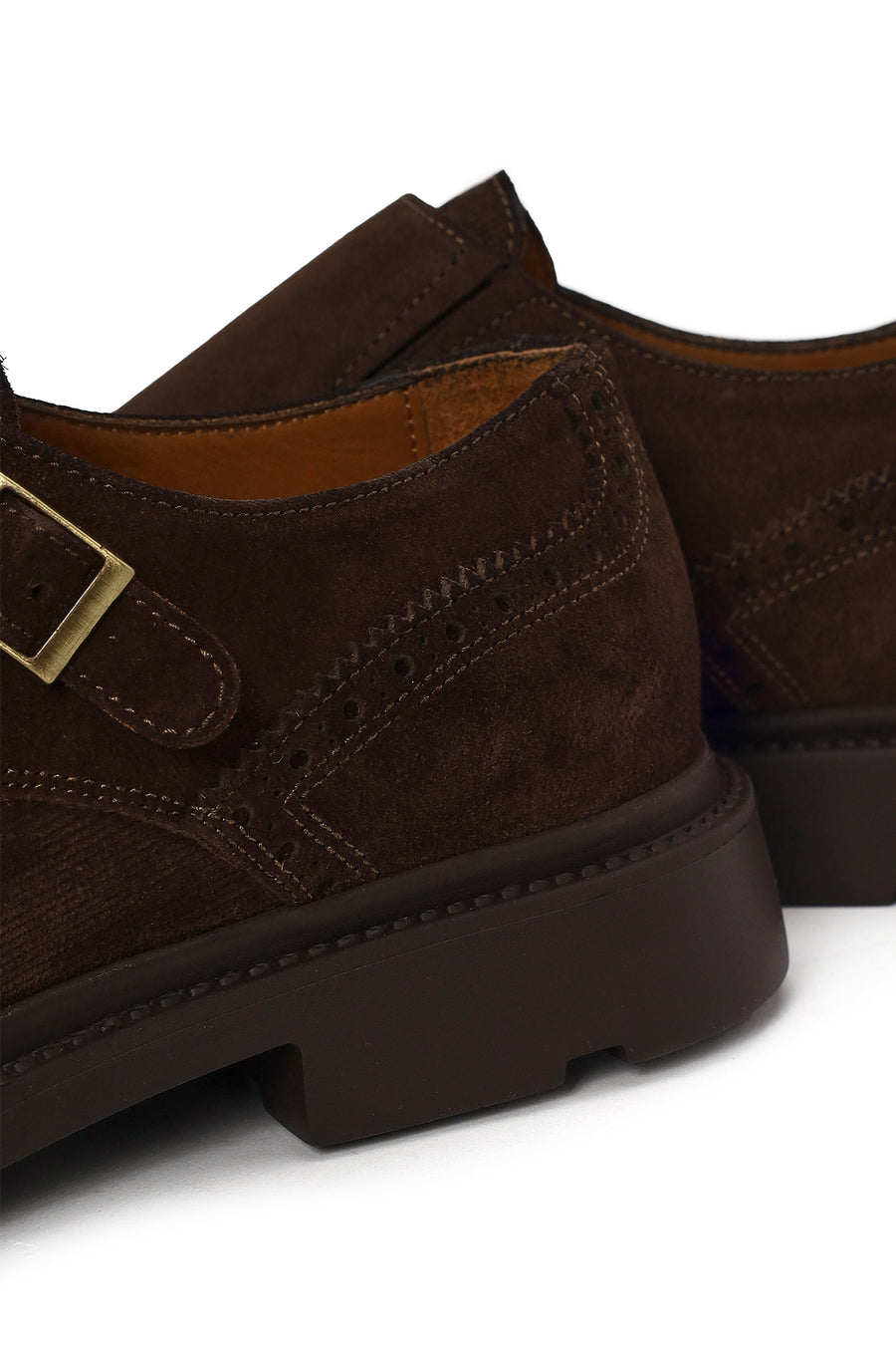 Male Brown Buckled Suede Casual Shoes