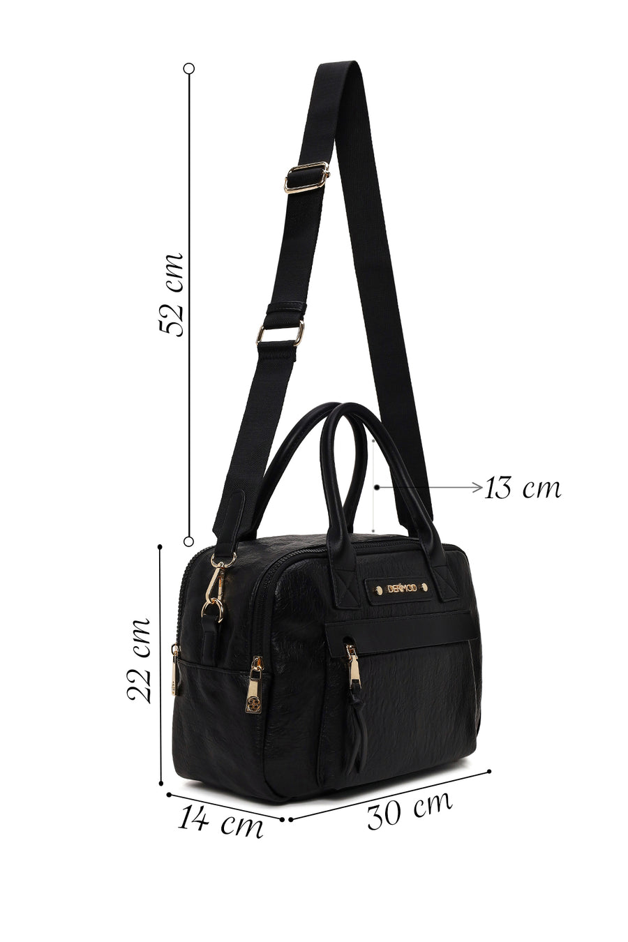 Woman Black Long-Strap Casual Shoulder Bag