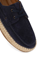 Male Navy Lace-up Suede Espadrilles | Derimod