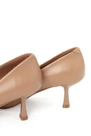 Woman Beige Thin-Heeled Leather Stiletto | Derimod