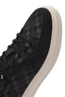 Erkek Siyah Bağcıklı Desenli Kumaş Sneaker | Derimod