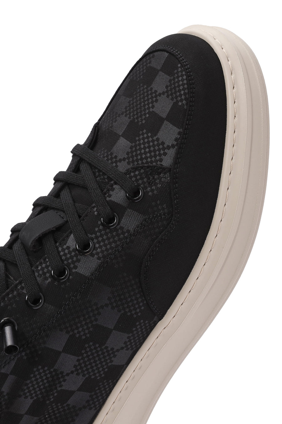 Erkek Siyah Bağcıklı Desenli Kumaş Sneaker