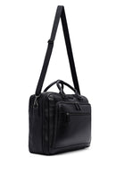 Men's Black Long Suspender Leather Briefcase | Derimod