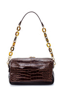 Women's Crocodile Patterned Shoulder Bag with Strap Detail | Derimod