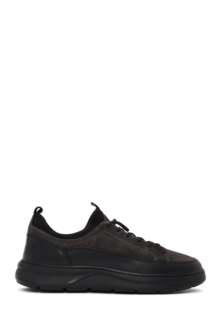 Erkek Gri Bağcıklı Kalın Tabanlı Deri Sneaker WM660010DK | Derimod