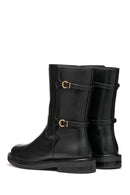 Geox Woman Black D Serılda B - Smo.Lea Zippered Buckled Leather Boot | Derimod