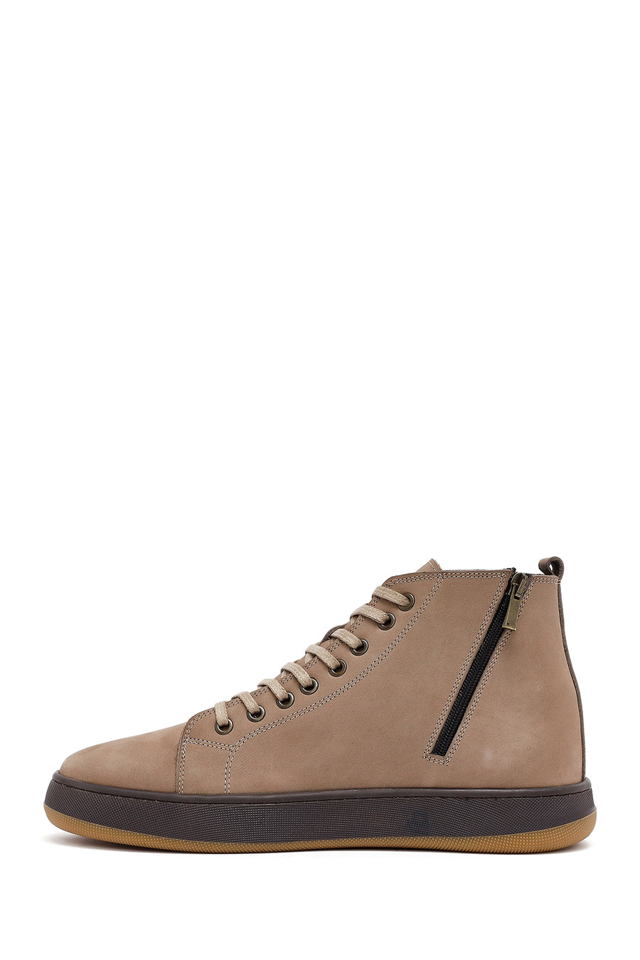 Men's Mink Lace-Up Zippered Nubuck Leather Sports Boots