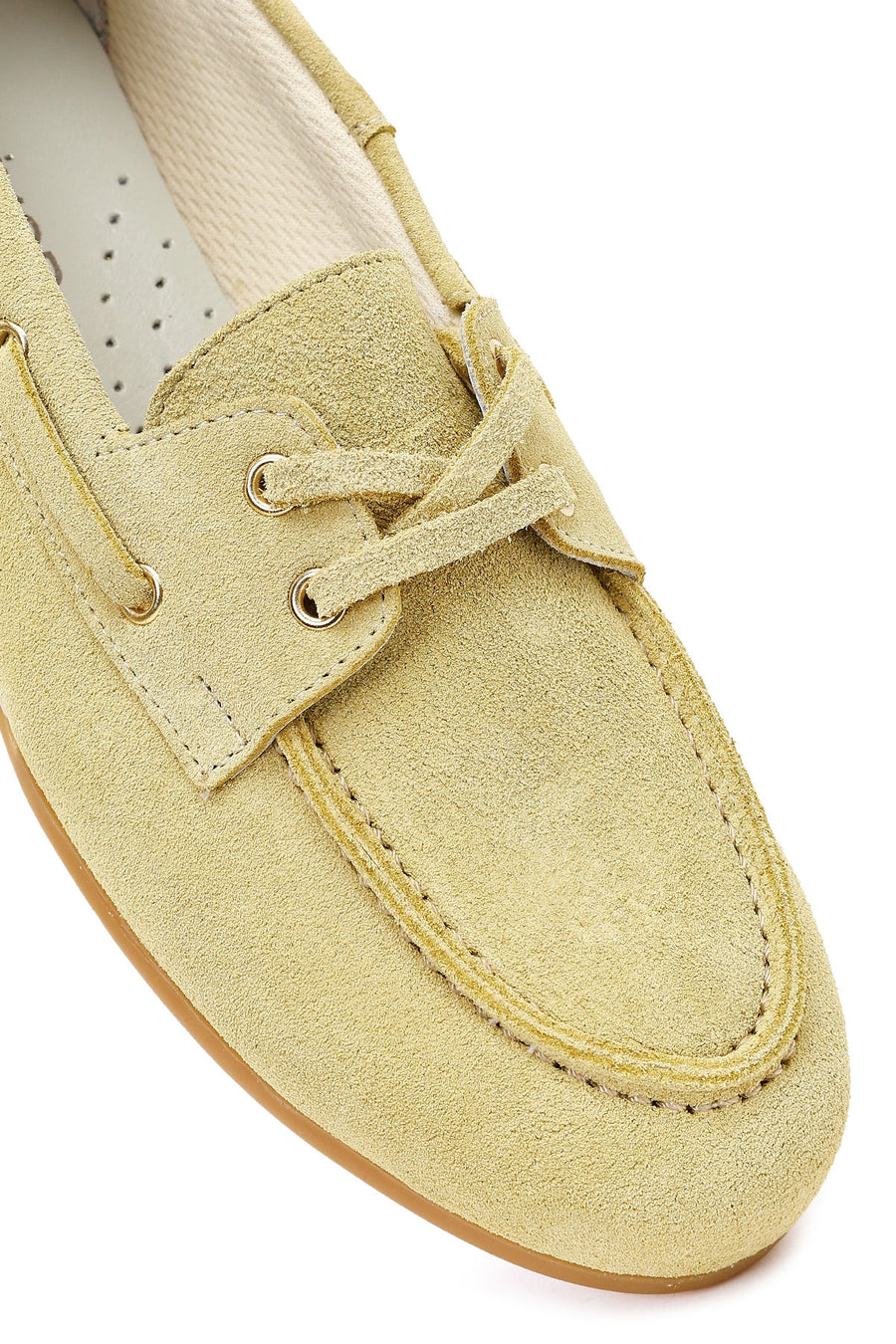 Women's Yellow Lace-up Suede Leather Shoes