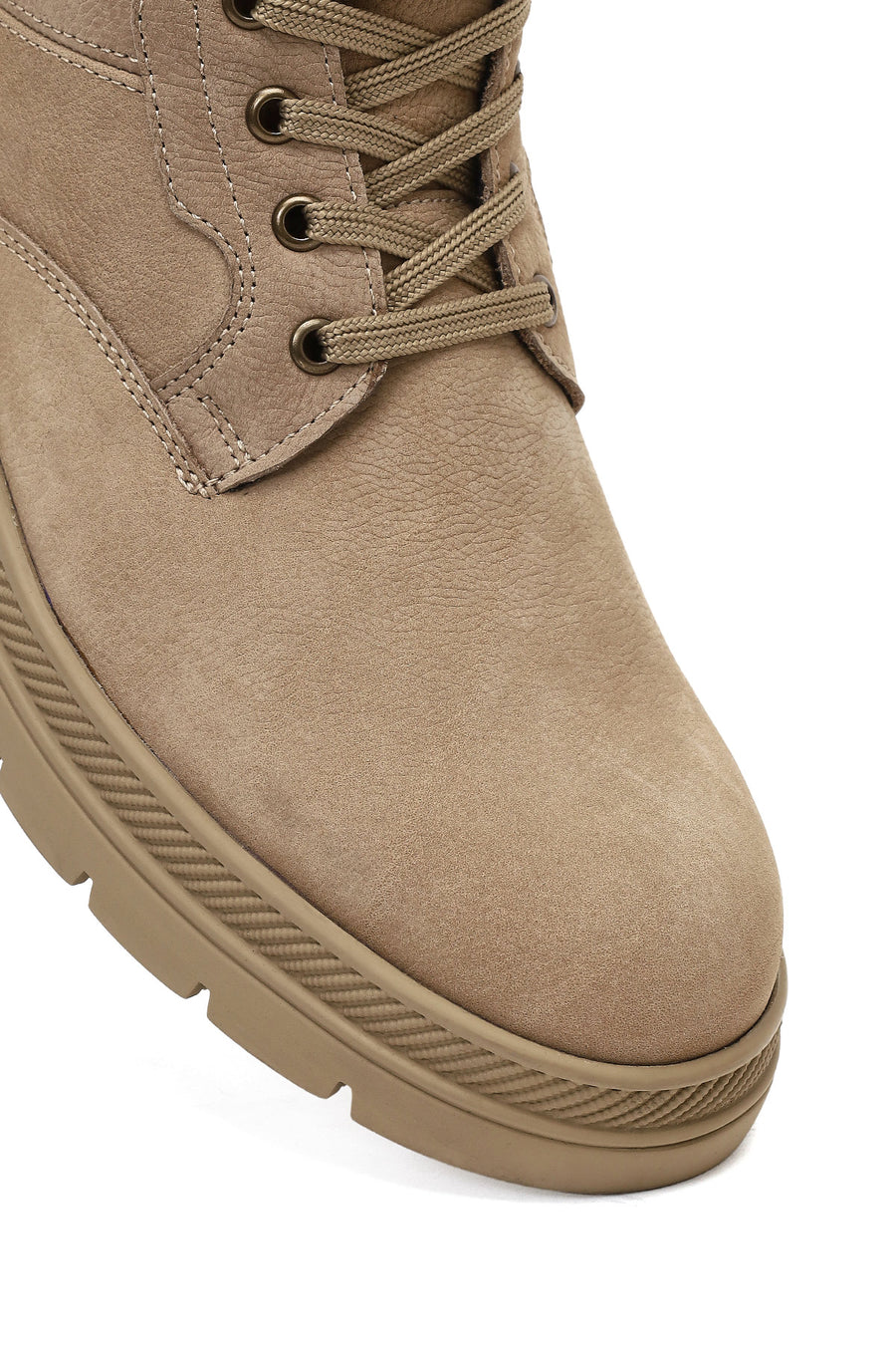 Men's Mink Lace-Up Thick-Soled Leather Boot