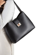 Geox Women's Black Solangy Leather Shoulder Bag | Derimod