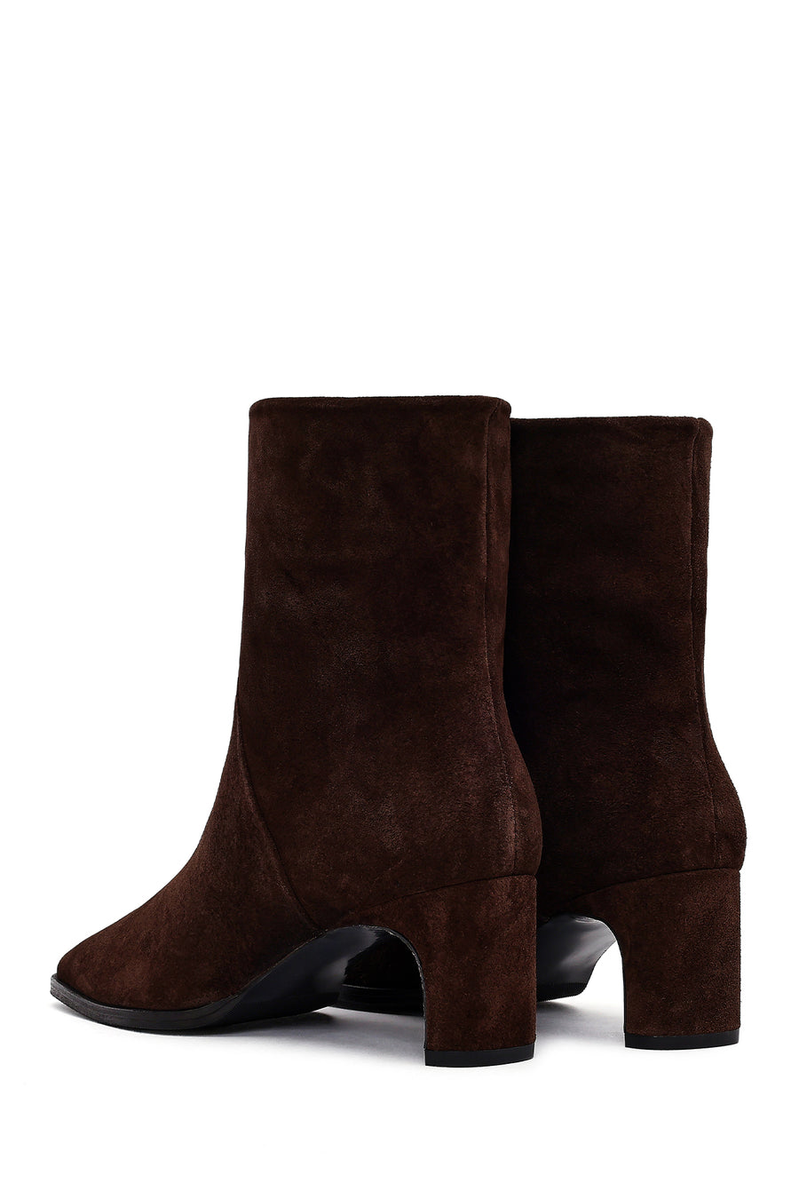Women's Brown Chunky Heel Suede Leather Boots