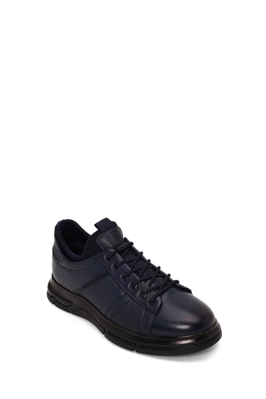 Male Navy Blue Lace-Up Leather Sneaker