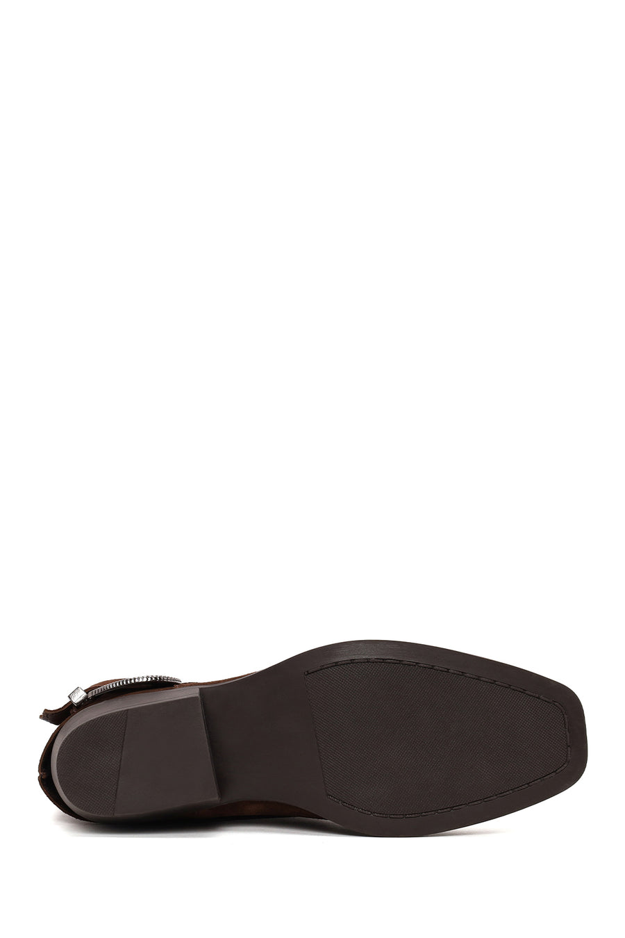 Woman Brown Buckled Short Thick-Heeled Suede Boots