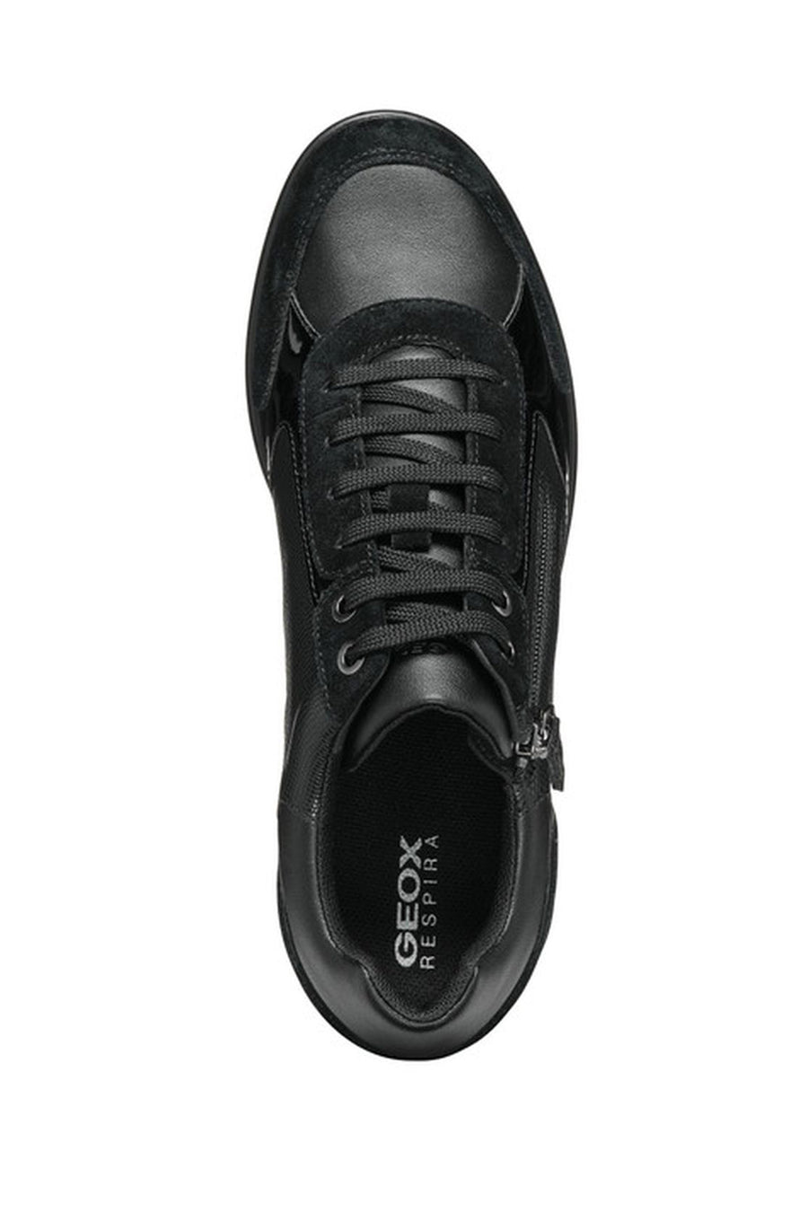 Geox Women's Black Wedge Heel Lace-Up Casual Sneakers
