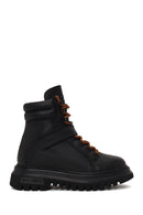 Harley Davidson Woman Black Angelhard Lace-Up Leather Combat Boots | Derimod