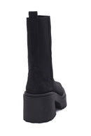 Women's Leather Nubuck Heeled Boots | Derimod