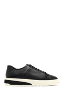 Men's Black Lace-Up Thick-Soled Leather Sneaker | Derimod