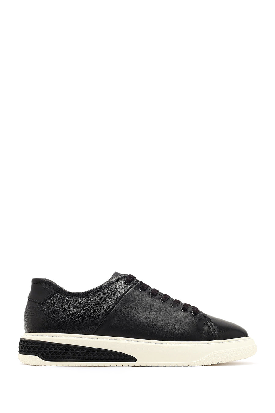Men's Black Lace-Up Thick-Soled Leather Sneaker 25WFD631118 | Derimod