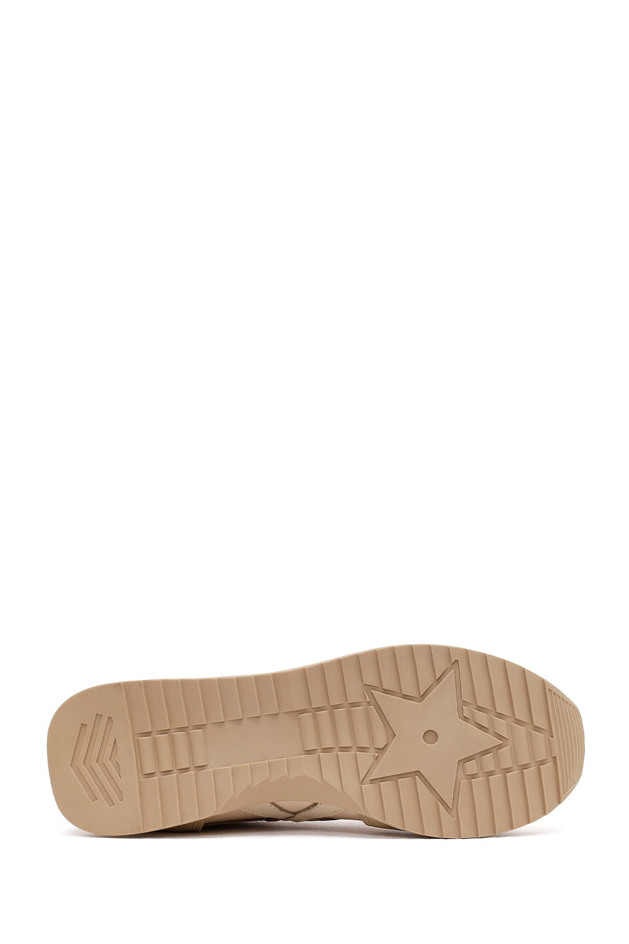 Woman Beige Lace-up Charm Leather Sneaker
