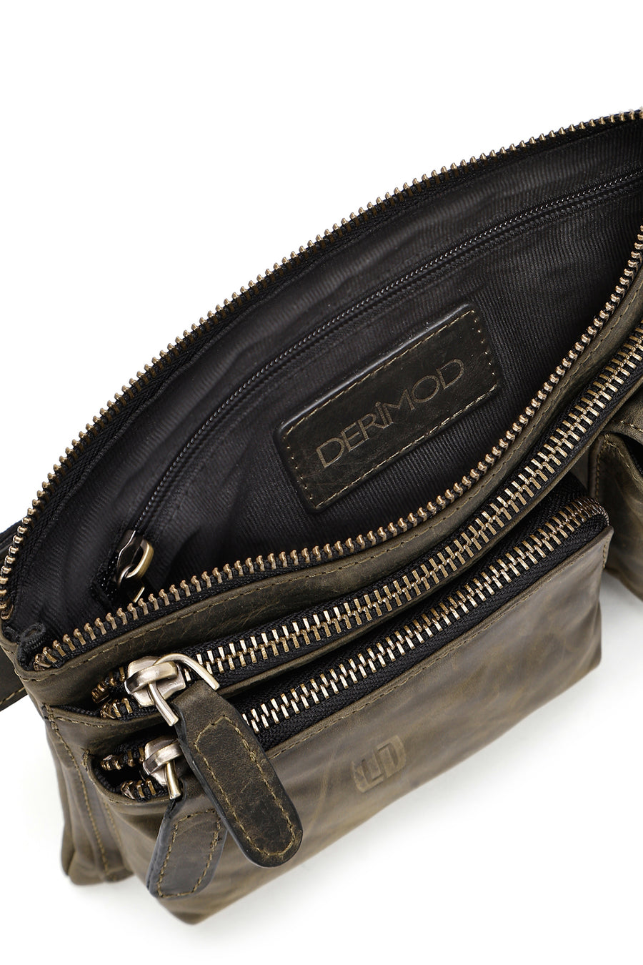 Men's Khaki Leather Waist Bag