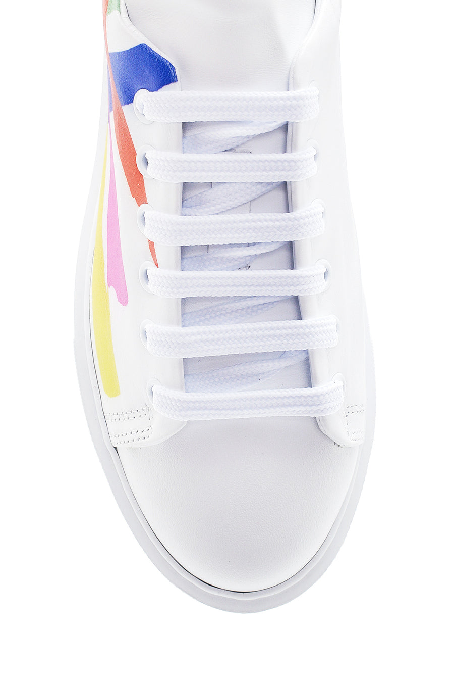 Women's Leather Colored Stripe Sneaker