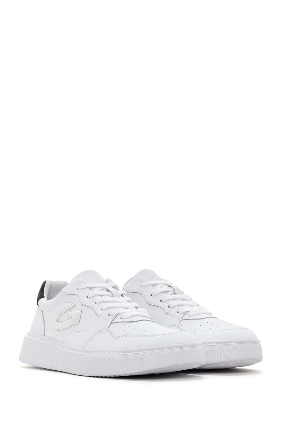 Alberto Guardiani Men's White New Era Thick Soled Leather Sneaker