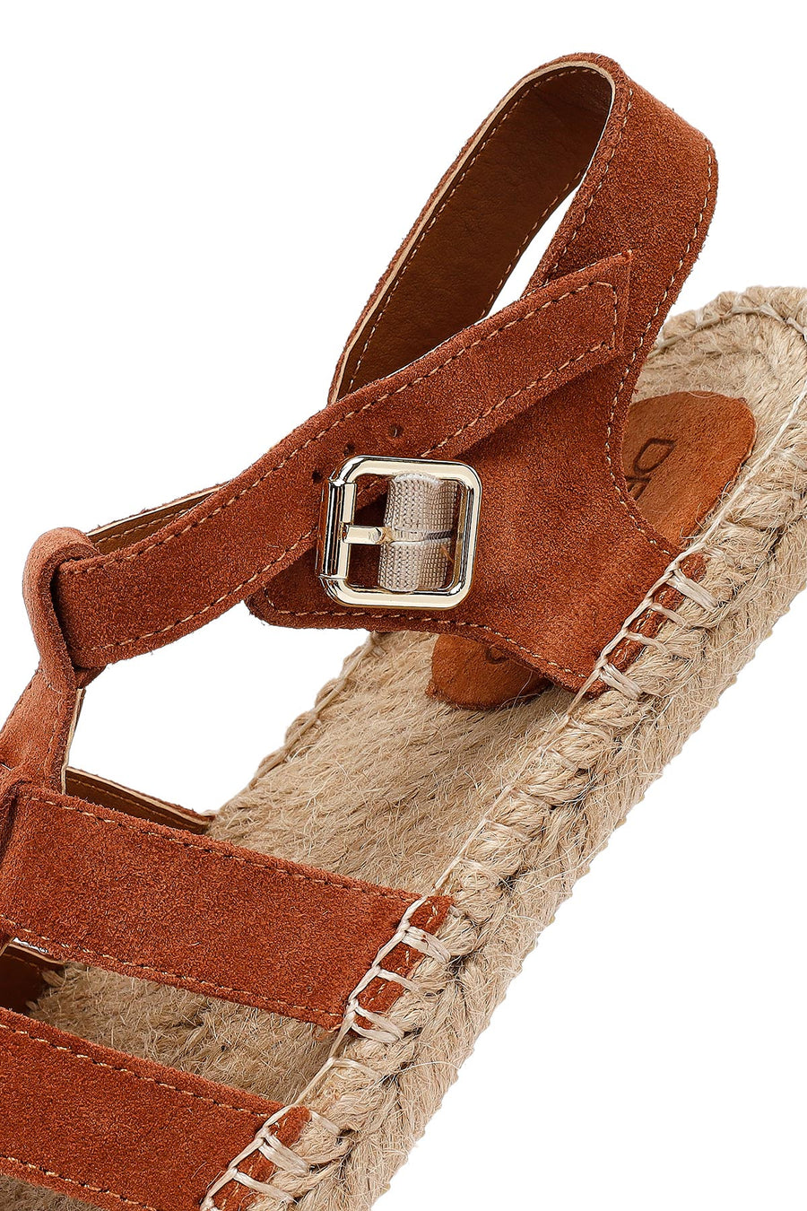 Women's Brown Buckled Suede Leather Espadrille Sandals