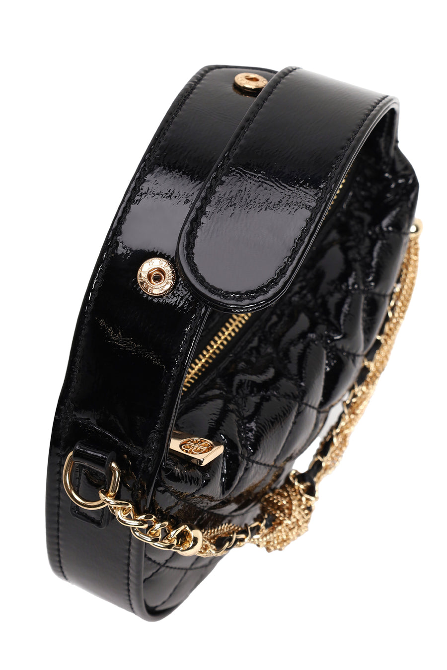 Woman Black Long-Strap Quilted Mini Evening Bag