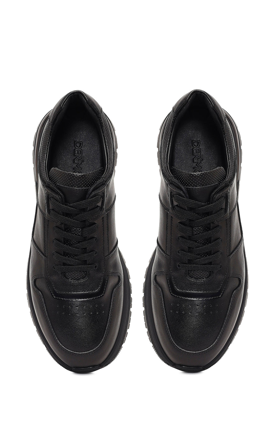 Men's Black Lace-Up Leather Casual Sneaker