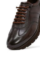 Erkek Kahverengi Bağcıklı Deri Casual Sneaker | Derimod