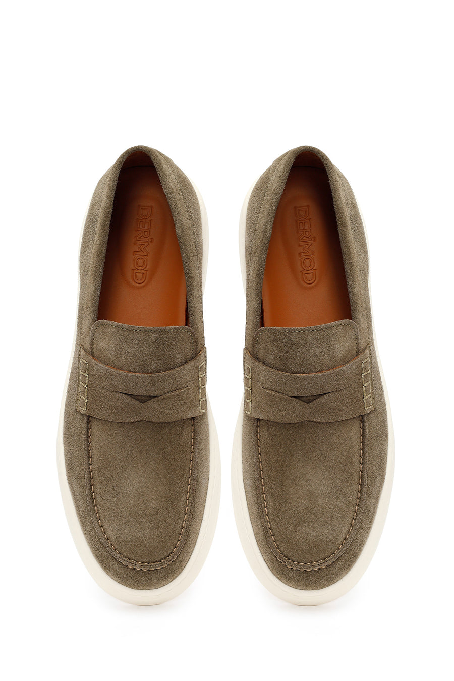 Erkek Haki Süet Deri Casual Loafer