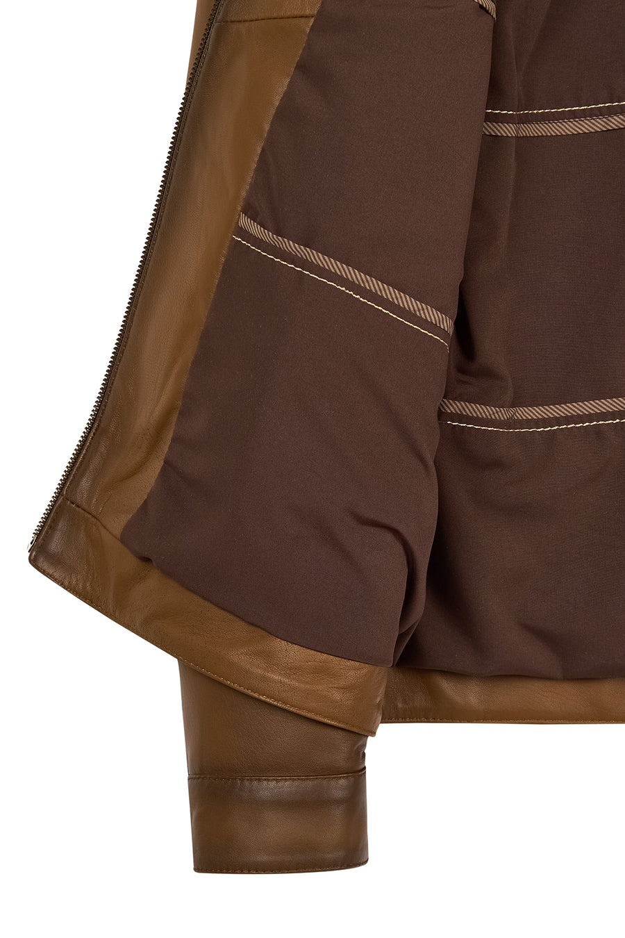 King Male Brown Stand Collar Leather Jacket