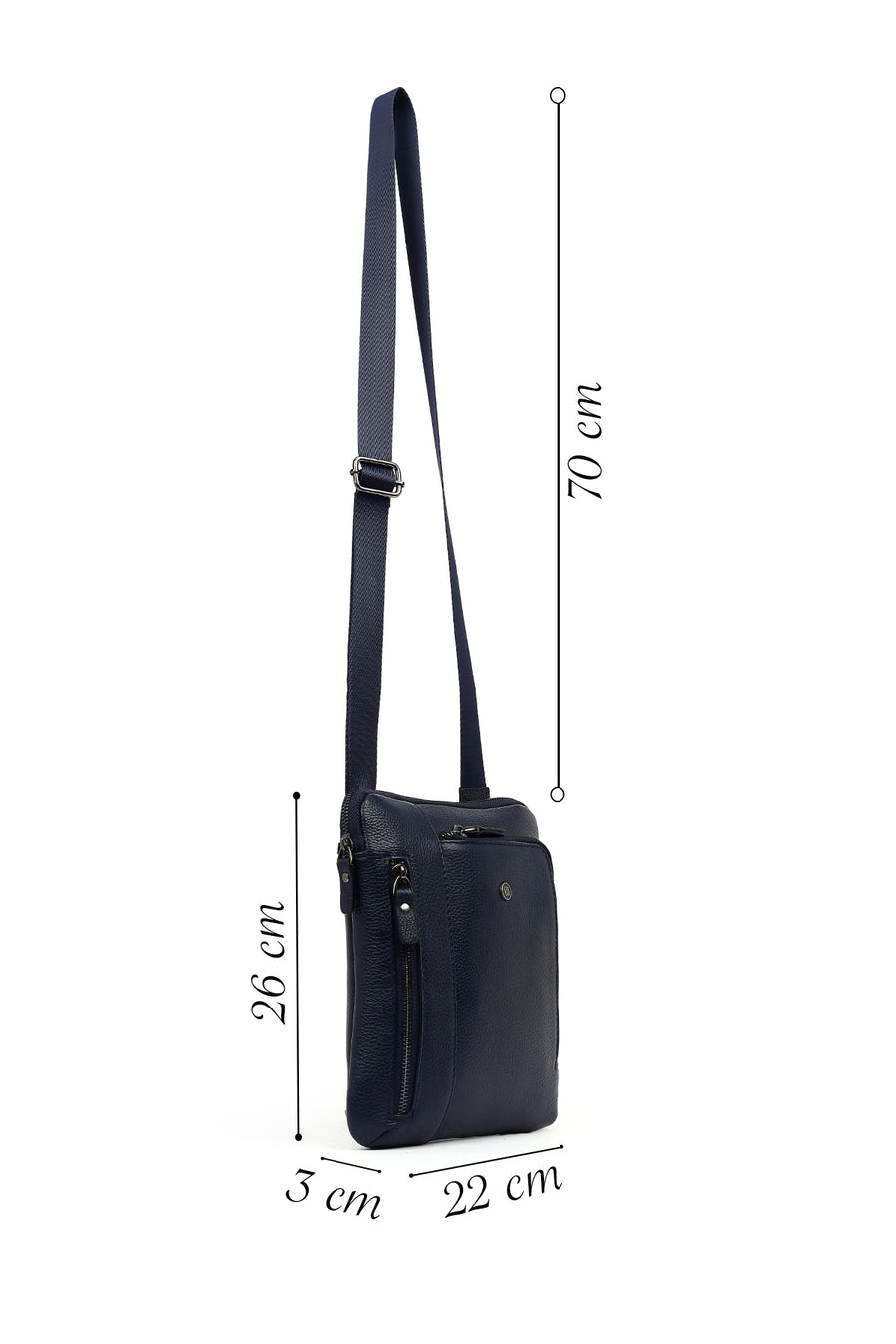 Men's Navy Leather Messenger Bag