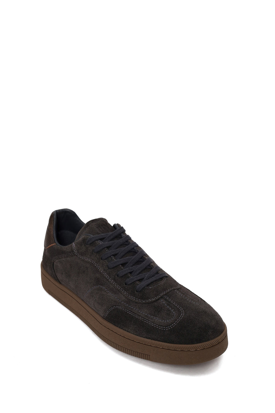 Erkek Antrasit Bağcıklı Kalın Tabanlı Süet Deri Sneaker
