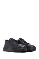 Men's Black Lace-Up Thick Sole Leather Sneakers | Derimod