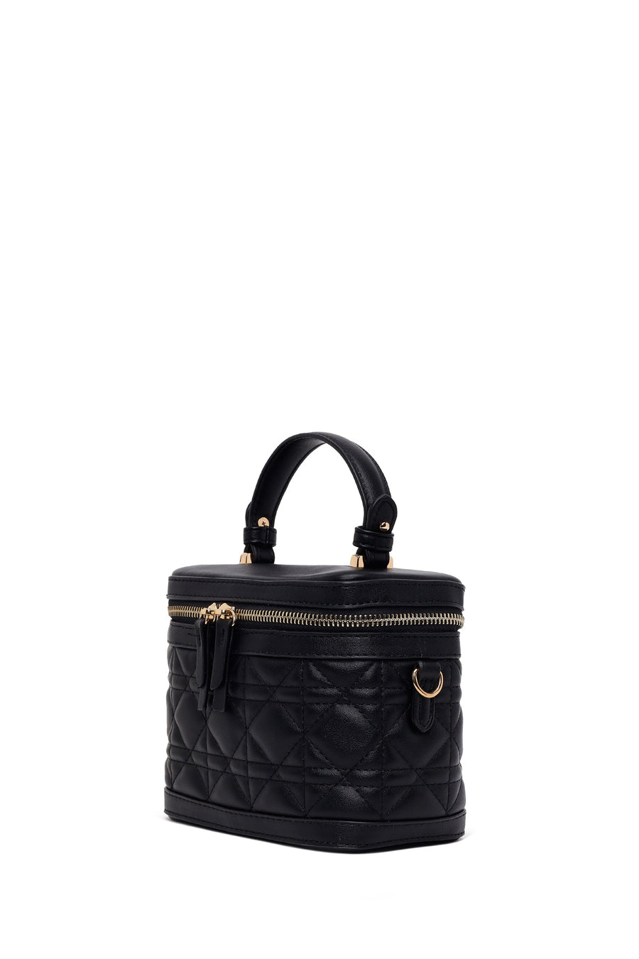 Woman Black Long-Strap Quilted Mini Shoulder Bag