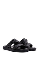 Women's Black Leather Comfort Slippers | Derimod