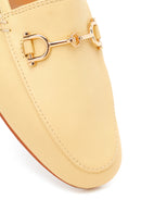 Women's Yellow Buckle Leather Loafers | Derimod