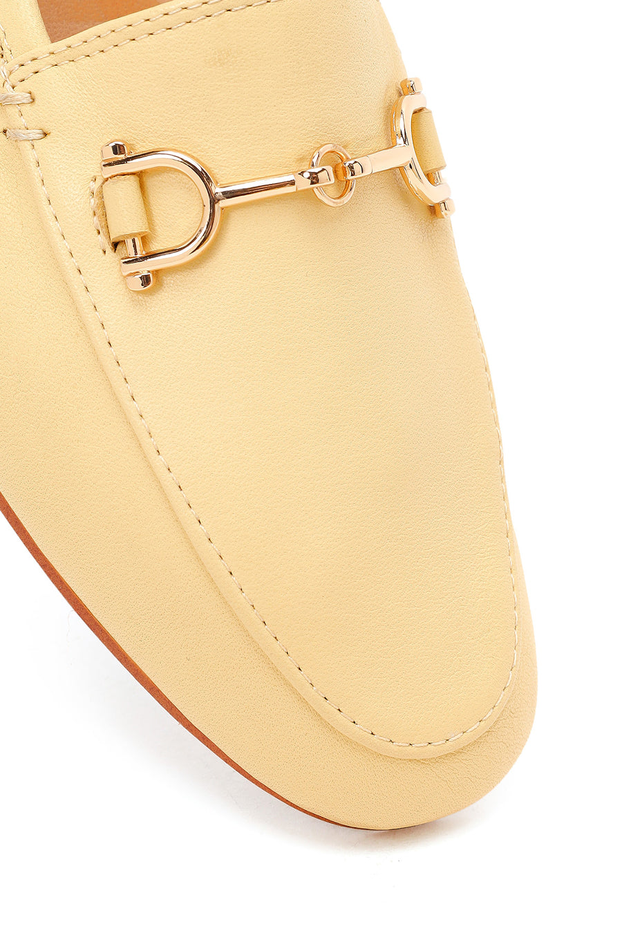 Women's Yellow Buckle Leather Loafers