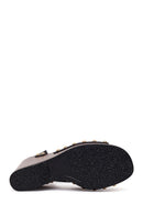 Woman Black Ankle-Buckle Wedge Sandal | Derimod